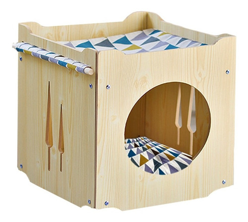 Casa Para Gatos Premium De Madera Cucha Cubo Con Hamaca