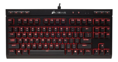 Teclado gamer Corsair K63 Compact QWERTY inglés US color negro con luz roja