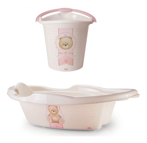 Imagem 2 de 5 de Kit Banho Do Bebe Balde,bacia E Banheira Ursa Plasutil
