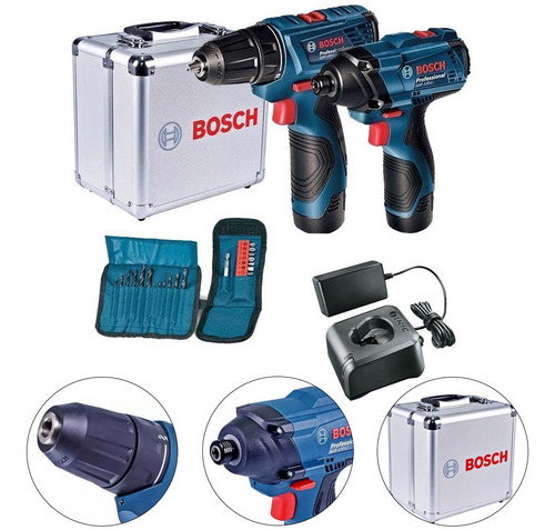 Kit Combo 2 Parafusadeiras 12v Gdr Maleta De Alumínio Bosch