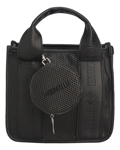 Satchel Bwebber Perf Black Steve Madden Bags Acabado De Los Herrajes Níquel Color Negro Correa De Hombro Negro Diseño De La Tela Lisa