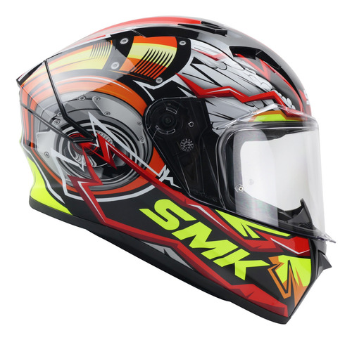 Casco Smk Stellar Amarillo Rojo Gl234 Cerrado
