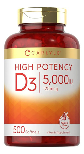 Vitamina D3 5000 Iu 125 Mcg 500 Sofgels Marca Carlyle