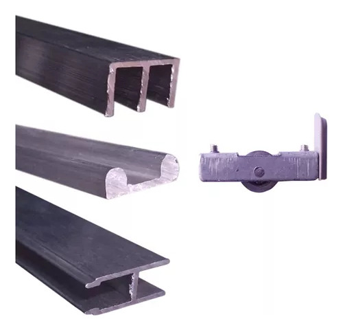 Kit Para Vitrina Aluminio Natural 6mts (+12 Rodamientos)
