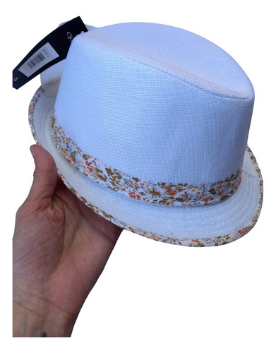 Sombrero Blanco Con Flores Verano Playa Cod8045