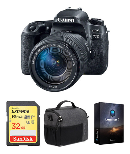 Canon Eos 77d Dslr Camara Con 18-135mm Usm Lens And Accessor