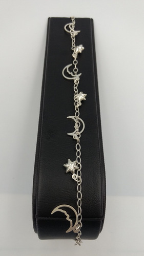 Imagen 3 de 8 de Pulsera De Plata Fina 925 Dama Lunas Y Estrellas Mujer
