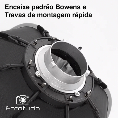 Difusor fotográfico softbox Fototudo FT-8055 diâmetro 55cm do 15cm x 43cm branco com interior prateado
