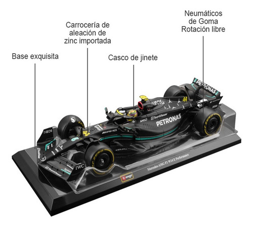 Coche Mercedes-benz Amg F1 1/24 Bburago W14 44 #hamilton 202