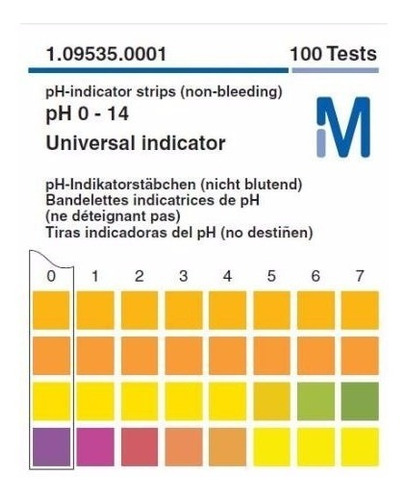 Papel Indicador De Ph 0-14 Merck 100 Tiras 10cx