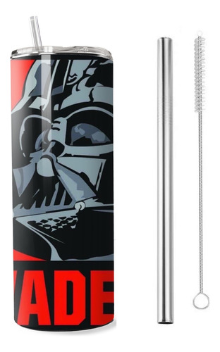 Termo Star Wars Darth Vader + Popote Skinny Acero Inoxidable