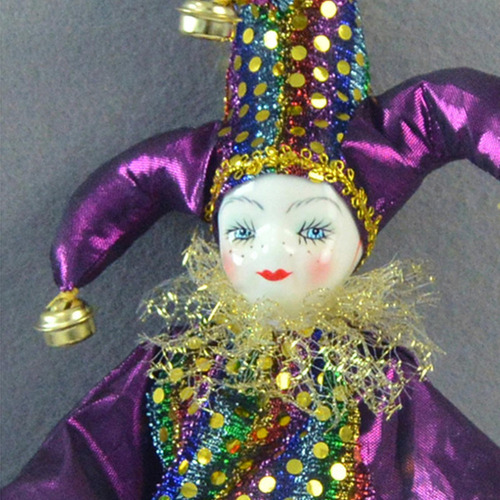 Muñeco Arlequín Hecho A Mano Exhibición De Tela Vintage
