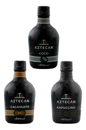 3 Botellas Aztecan 375 Ml (coco, Cacahuate & Kapuccino)