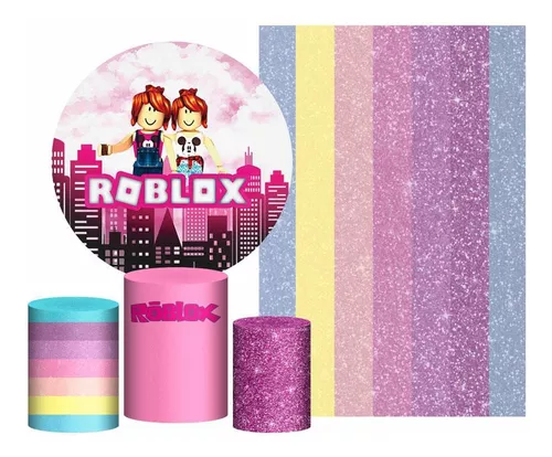 Kit Painel + Trio de Cilindros Sublimados Roblox Menina KIT351