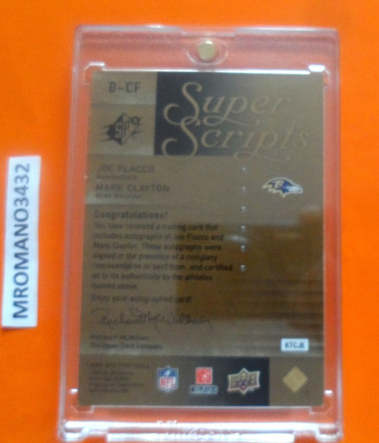 Tarjeta 2 Autografos Baltimore Ravens Joe Flacco Clayton Nfl (Usado)