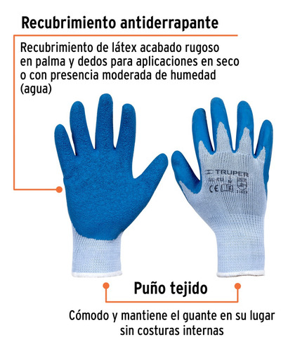 Guantes Recubiertos De Látex, Medianos, Truper, 15266