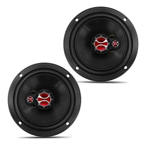 Par Auto Falante Foxer Triaxial 6 Polegadas 4 Ohms Universal Cor Preto