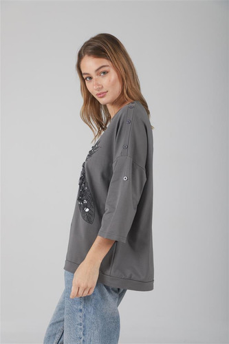 Remeron Oversize Grove Bordado Gu9808 Mangas 3/4 Arizona