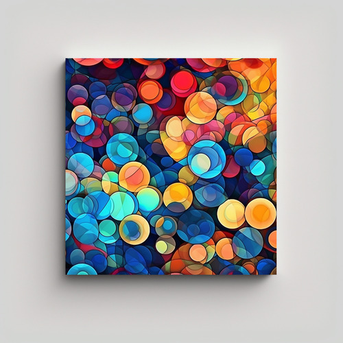 50x50cm Cuadro Abstracto Con Mosaico De Círculos De Colores