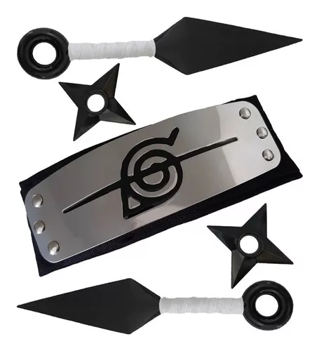 Kit Bandana Naruto aldeia da folha Renegado, Kunai, Shuriken e