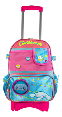 Mochila Ruedas, Llantas Kuromi, Cinnamoroll, Hello Kitty Pri Rosa Liso