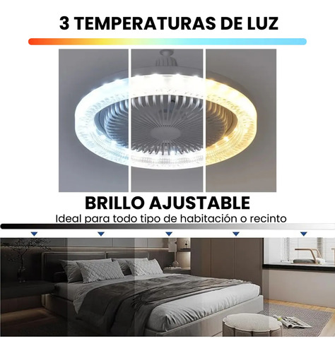 Foco Con Ventilador Techo Abanico Led 3 Tonos 3 Velocidades