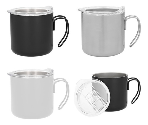 Taza Con Doble Pared De Acero Inoxidable De 375ml Color Plata