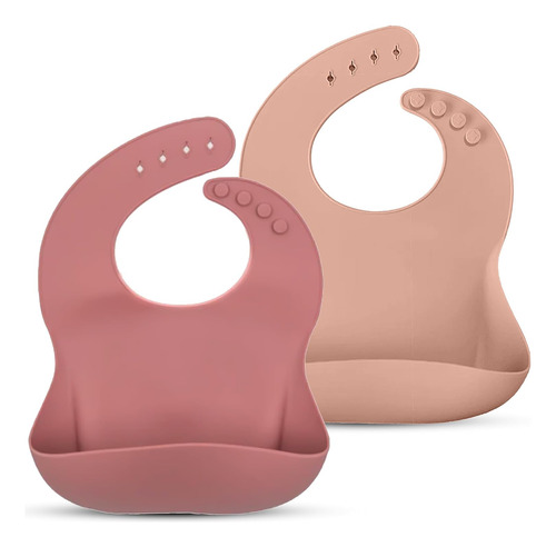 Baberos De Silicona Para Bebés, Juego De 2, Bebés Y Niños Pe
