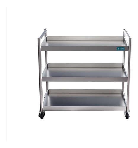 Carrinho Inox Com 3 Prateleiras, Varanda E Puxador 100x40x95