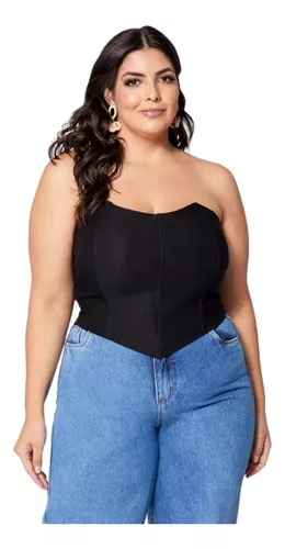 Corselete Plus Size Tomara Que Caia Cropped Corset Overbust