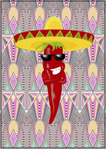 Imagem 1 de 1 de Painel Poster Hd 60x84cm Decoração Festa Mexicana Pimenta 