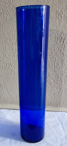 Cilindro ,florero De Vidrio Azul .10cm X 47,5 Alto.