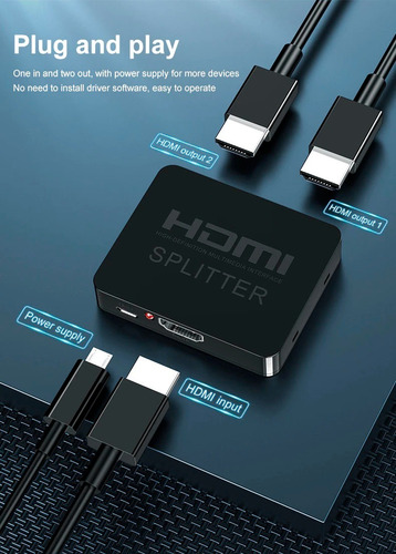 Imagen 6 de 9 de Splitter Hdmi 4k 1080p Divisor De Señal Hdmi Lcd Led Energia