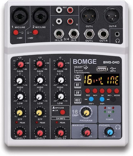 Bomge Mini Mezclador De Audio Bluetooth De 4 Canales Con Efe