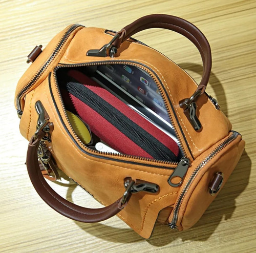 Bolso Suave Portátil Con Correa Para Dama Miel Lisa Níquel Miel