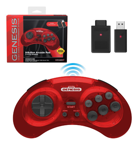 Controlador Inalambrico 2.4 Ghz 8 Boton Para Sega Genesis Pc