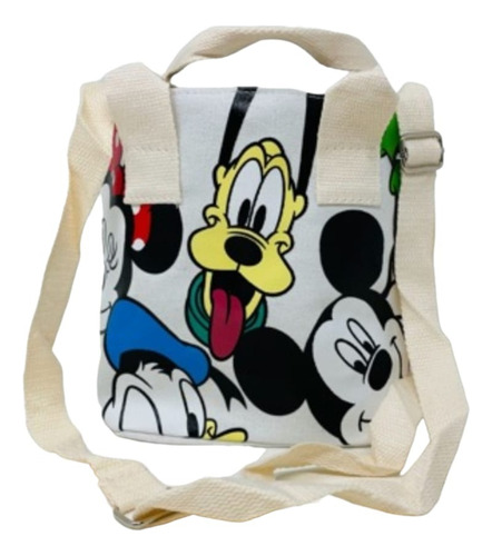 Bolsa Bandolera Micky Mouse Y Sus Amigos Color Crema