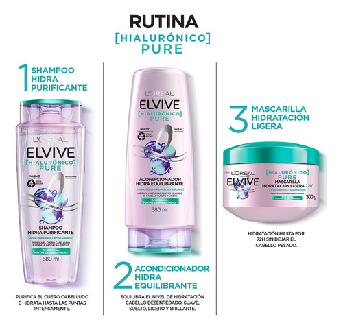 Acondicionador Elvive Hialurónico Pure Elvive 680 Ml