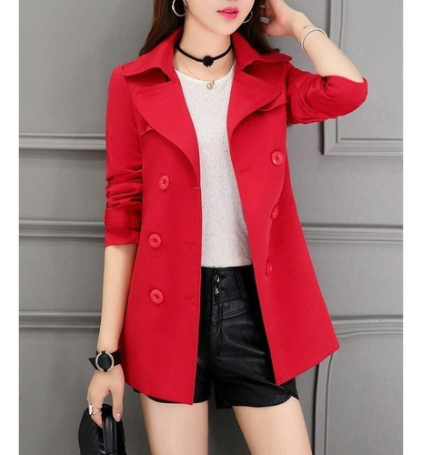 Abrigo Largo Mujer Gabardina Oversize De Doble Botonadura