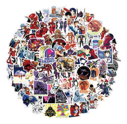Set De 50 Fabulosos Stickers De Evangelion
