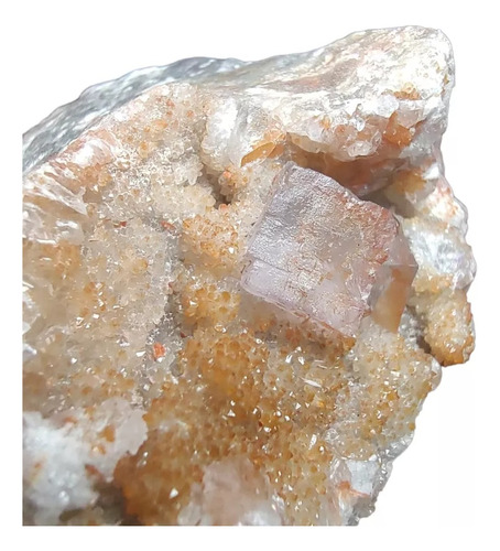 274g Fluorita Cúbica Naranja Calcita Specimen Raro