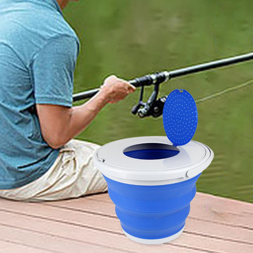 Cubo De Climinación De Bucked Plaplable Con Cubierta Azul