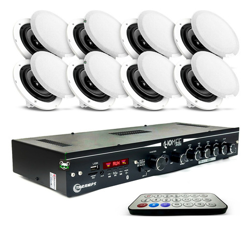Kit Receiver Ths4600 250w + 8 Arandelas Som Ambiente Taramps Cor Branco Potência De Saída Rms 250 W