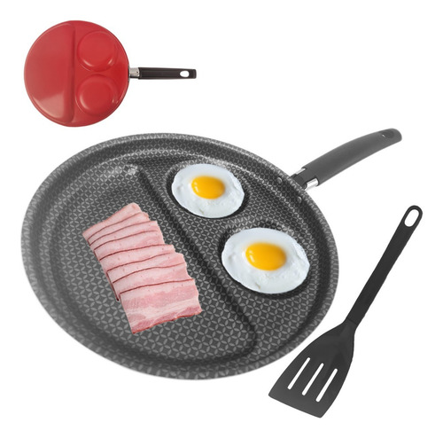 Frigideira Antiaderente Breakfast Para Ovo E Bacon Multiflon Cor Vermelho