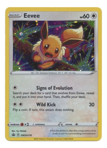 Carta Pokemon Eevee Swsh118 Holo Rara Promocional