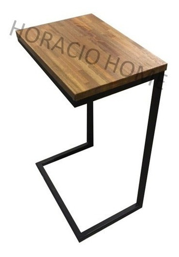 Imagen 1 de 8 de Mesa De Arrimo Auxiliar Living Hierro Madera - Horacio Home