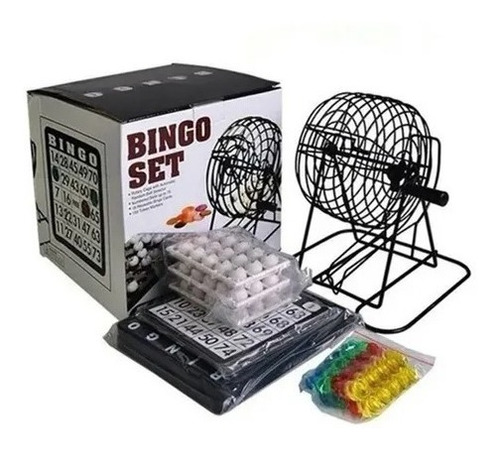 Set Completo Bingo Tómbola Metálica Clásico De Lujo