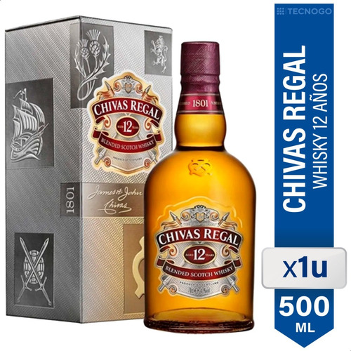 Whisky Chivas Regal 12 años 500cc Escocia blended	