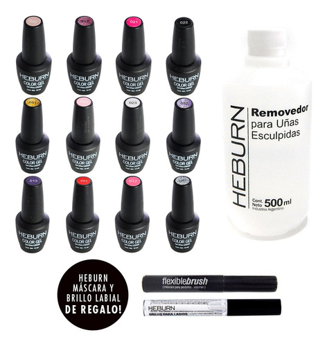 Heburn Kit X12 Esmaltes Semipermanentes + Removedor + Regalo