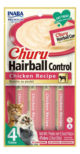 Churu Hairball Control De Bolas De Pelo Sabor De Pollo 4 Und